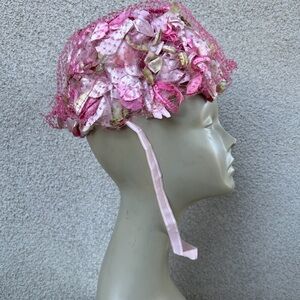 Vintage 60s WB Elegant Pink Floral Women's Hat with Ribbon Beresford